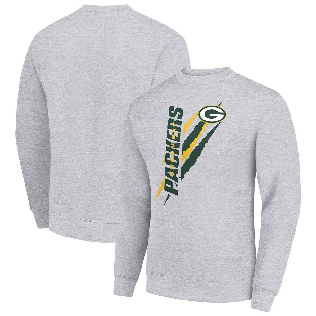 Green Bay Packers Starter Color Scratch Team Graphic Fleece Pullover Sweatshirt - Heather Gray - NFL