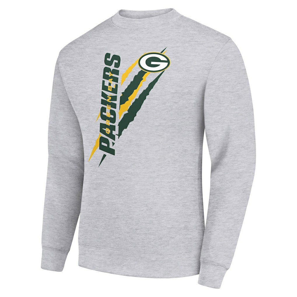 Green Bay Packers Starter Color Scratch Team Graphic Fleece Pullover Sweatshirt - Heather Gray - NFL