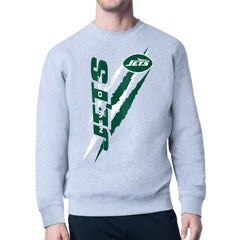 New York Jets Starter Color Scratch Team Graphic Fleece Pullover Sweatshirt - Heather Gray - NFL
