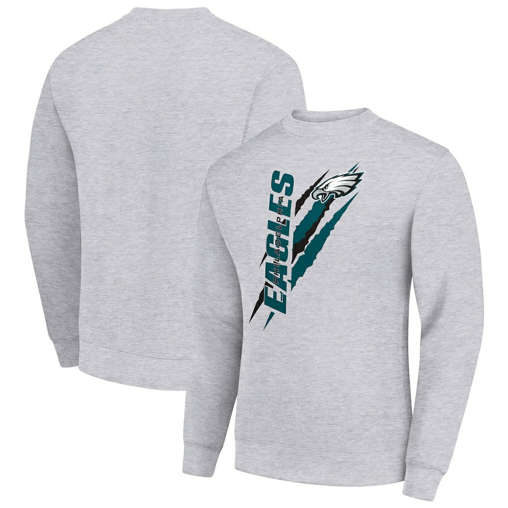 Philadelphia Eagles Starter Color Scratch Team Graphic Fleece Pullover Sweatshirt - Heather Gray - NFL