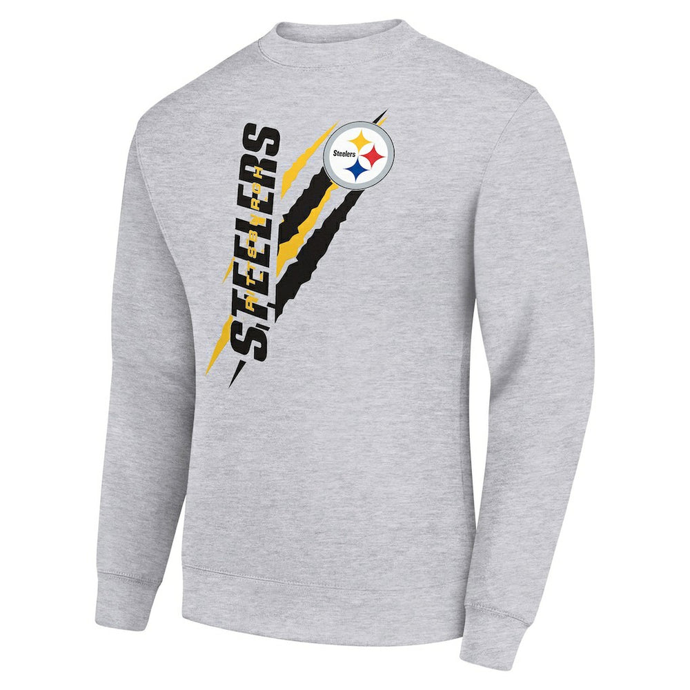 Pittsburgh Steelers Starter Color Scratch Team Graphic Fleece Pullover Sweatshirt - Heather Gray - NFL