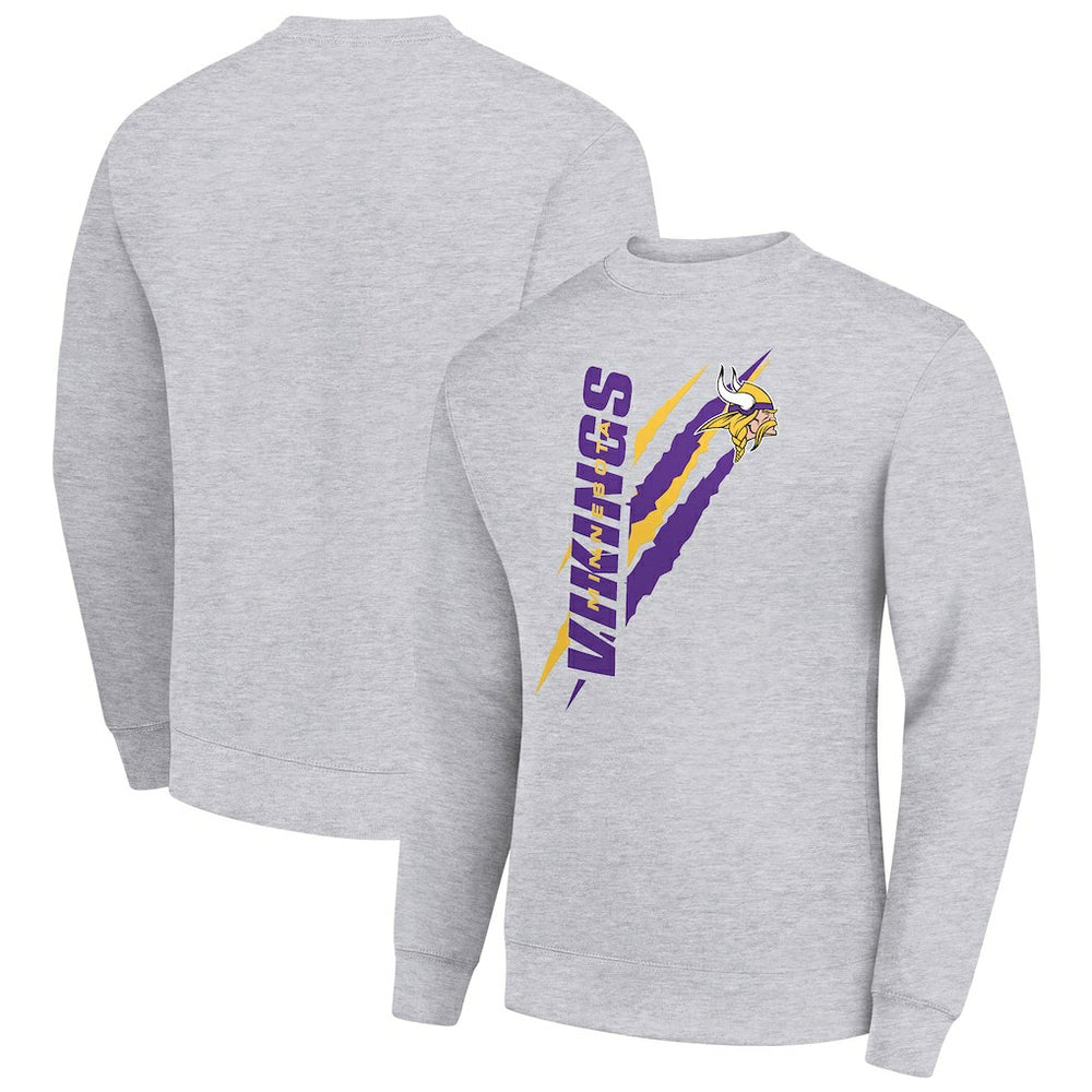 Minnesota Vikings Starter Color Scratch Team Graphic Fleece Pullover Sweatshirt - Heather Gray - NFL