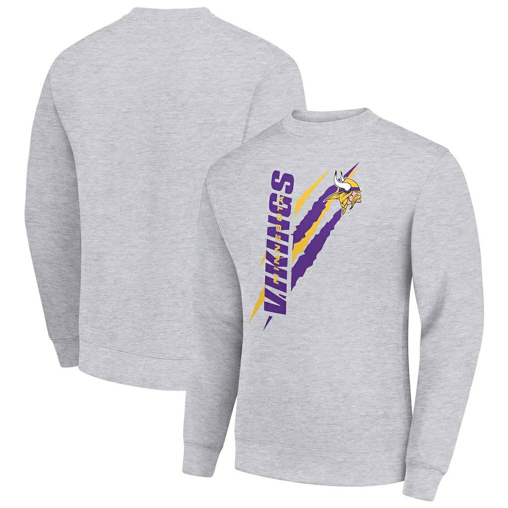 Minnesota Vikings Starter Color Scratch Team Graphic Fleece Pullover Sweatshirt - Heather Gray - NFL