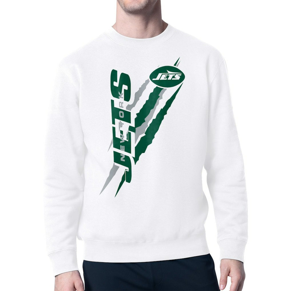New York Jets Starter Color Scratch Team Graphic Fleece Pullover Sweatshirt - White - NFL