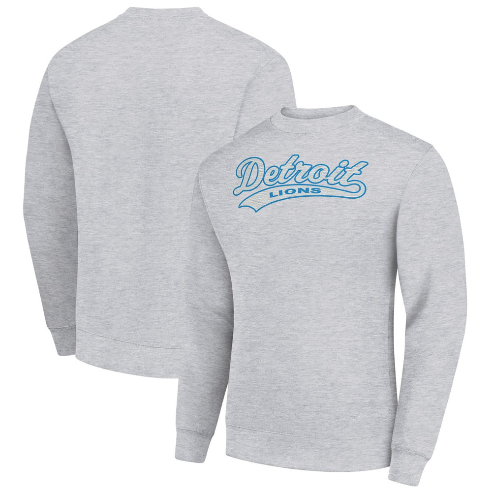 Detroit Lions Starter Tailsweep Team Graphic Tri-Blend Fleece Pullover Sweatshirt - Heather Gray - NFL