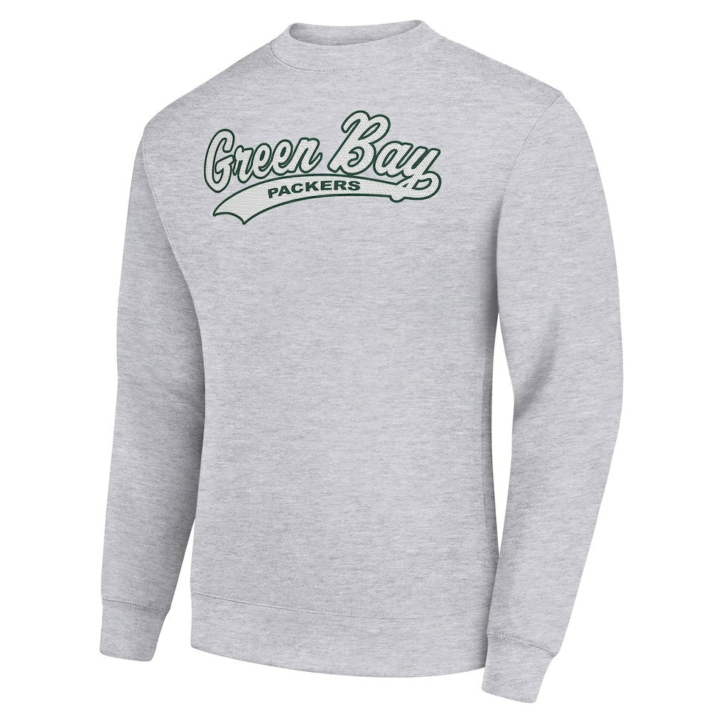 Green Bay Packers Starter Tailsweep Team Graphic Tri-Blend Fleece Pullover Sweatshirt - Heather Gray - NFL