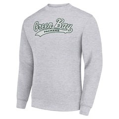 Green Bay Packers Starter Tailsweep Team Graphic Tri-Blend Fleece Pullover Sweatshirt - Heather Gray - NFL