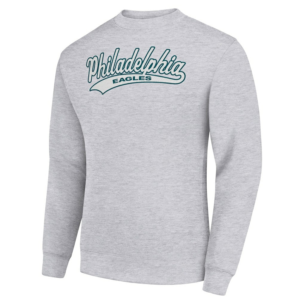 Philadelphia Eagles Starter Tailsweep Team Graphic Tri-Blend Fleece Pullover Sweatshirt - Heather Gray - NFL