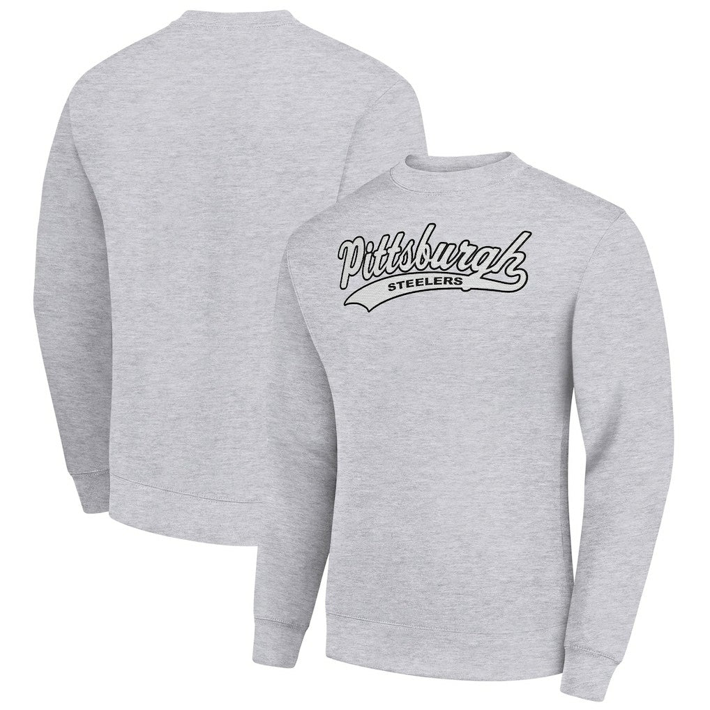 Pittsburgh Steelers Starter Tailsweep Team Graphic Tri-Blend Fleece Pullover Sweatshirt - Heather Gray - NFL