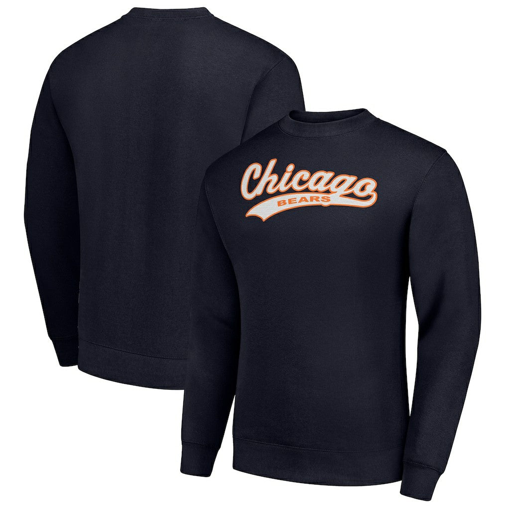 Chicago Bears Starter Tailsweep Team Graphic Tri-Blend Fleece Pullover Sweatshirt - Navy - NFL