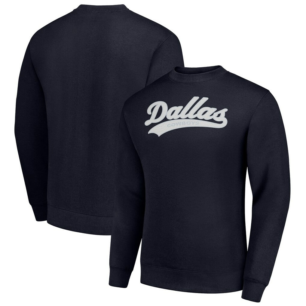 Dallas Cowboys Starter Tailsweep Team Graphic Tri-Blend Fleece Pullover Sweatshirt - Navy - NFL