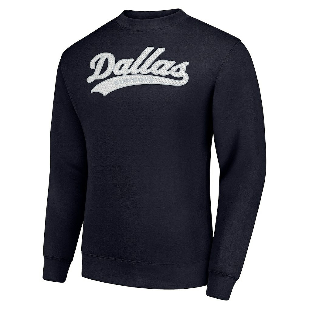 Dallas Cowboys Starter Tailsweep Team Graphic Tri-Blend Fleece Pullover Sweatshirt - Navy - NFL