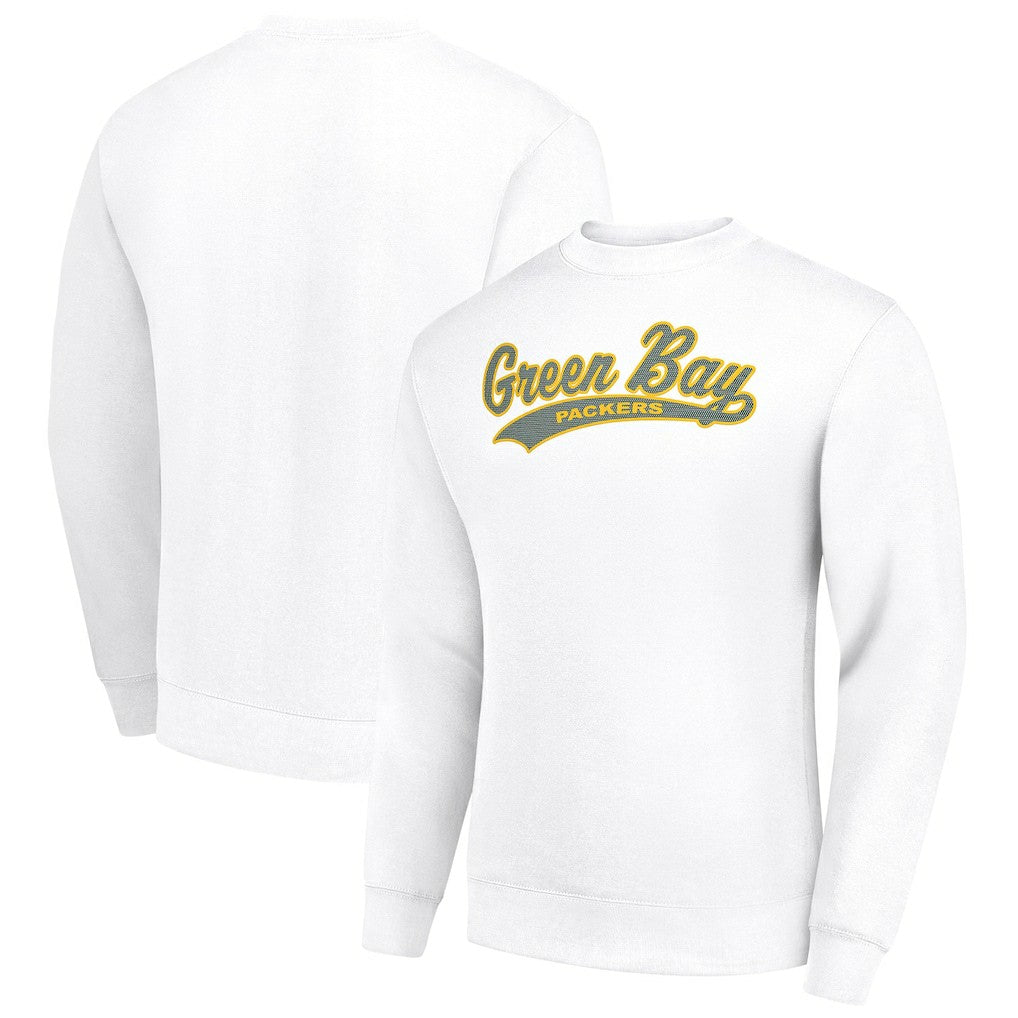 Green Bay Packers Starter Tailsweep Team Graphic Tri-Blend Fleece Pullover Sweatshirt - White - NFL