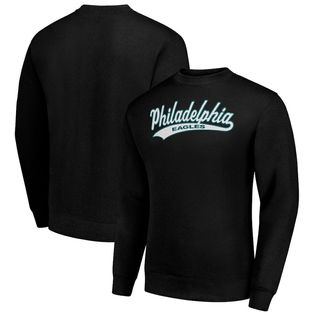 Philadelphia Eagles Starter Tailsweep Team Graphic Tri-Blend Fleece Pullover Sweatshirt - Black - NFL