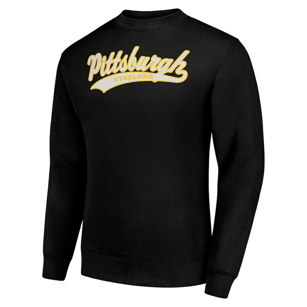 Pittsburgh Steelers Starter Tailsweep Team Graphic Tri-Blend Fleece Pullover Sweatshirt - Black - NFL