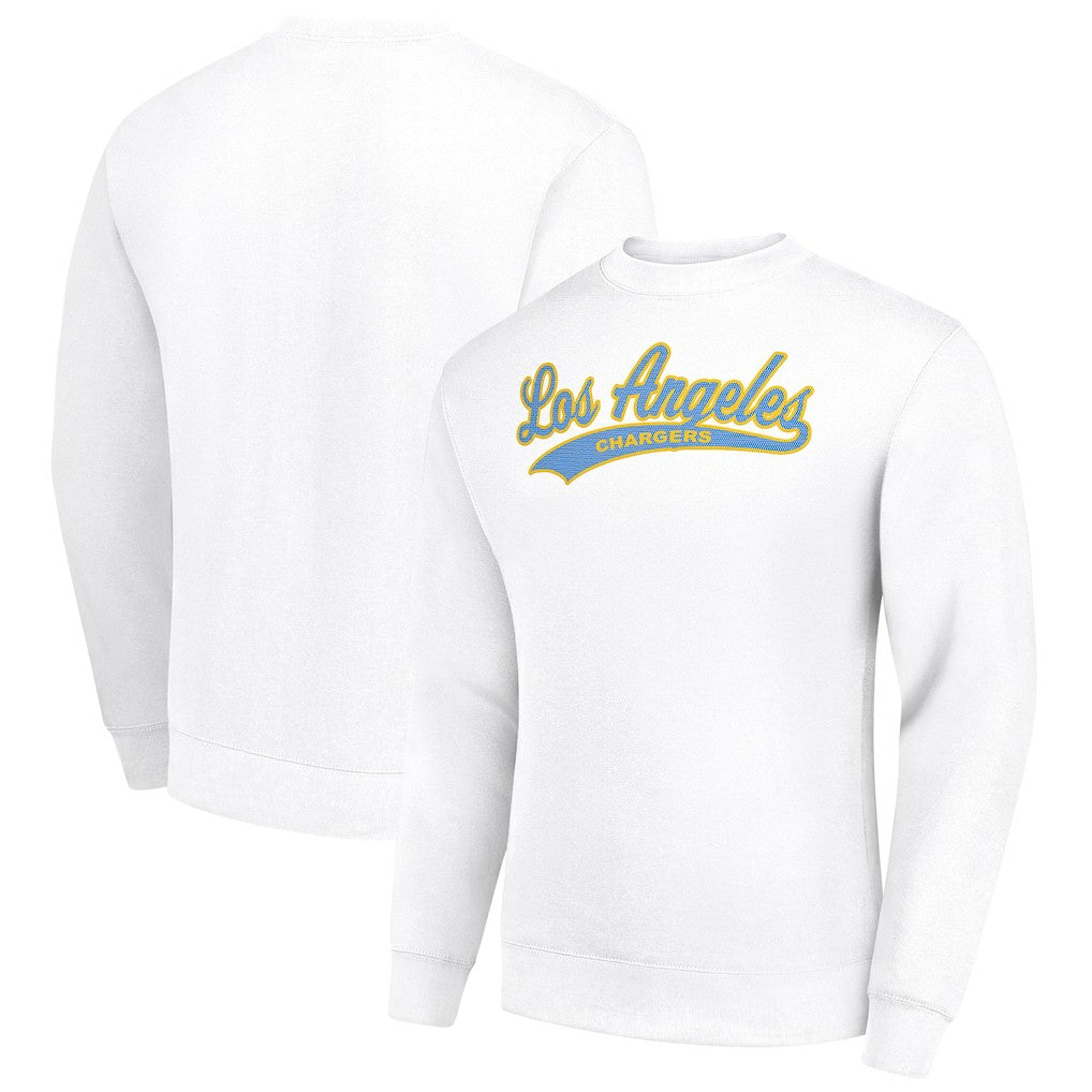Los Angeles Chargers Starter Tailsweep Team Graphic Tri-Blend Fleece Pullover Sweatshirt - White - NFL