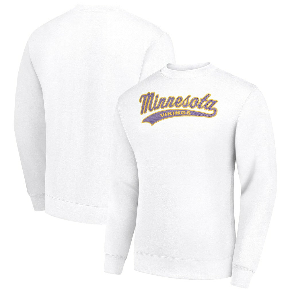 Minnesota Vikings Starter Tailsweep Team Graphic Tri-Blend Fleece Pullover Sweatshirt - White - NFL