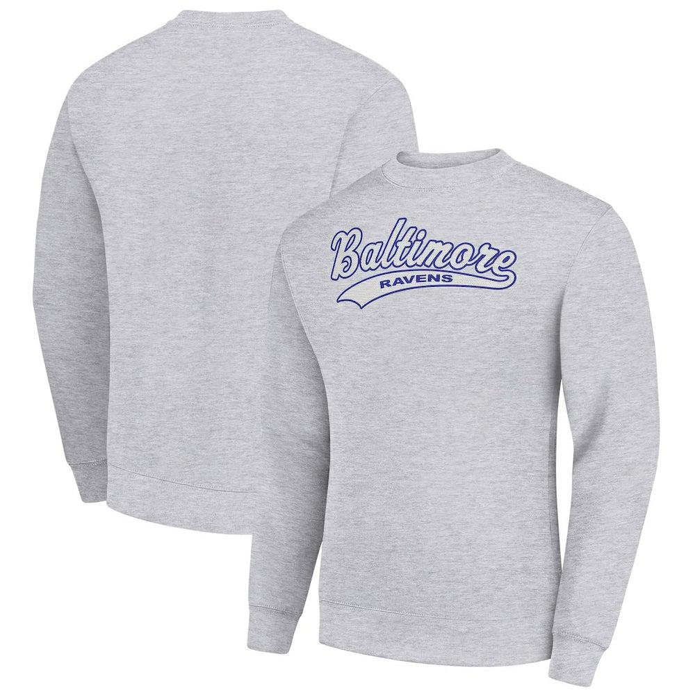 Baltimore Ravens Starter Tailsweep Team Graphic Tri-Blend Fleece Pullover Sweatshirt - Heather Gray - NFL