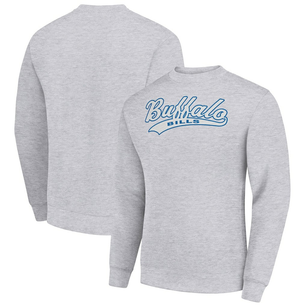 Buffalo Bills Starter Tailsweep Team Graphic Tri-Blend Fleece Pullover Sweatshirt - Heather Gray - NFL