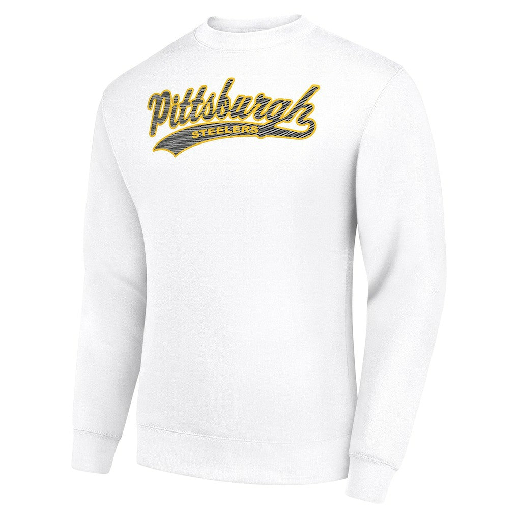 Pittsburgh Steelers Starter Tailsweep Team Graphic Tri-Blend Fleece Pullover Sweatshirt - White - NFL