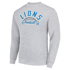 Detroit Lions Starter Half Ball Team Graphic Tri-Blend Fleece Pullover Sweatshirt - Heather Gray - NFL