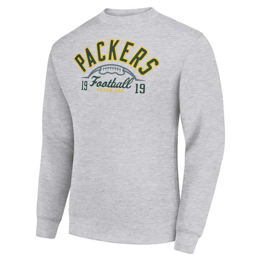 Green Bay Packers Starter Half Ball Team Graphic Tri-Blend Fleece Pullover Sweatshirt - Heather Gray - NFL