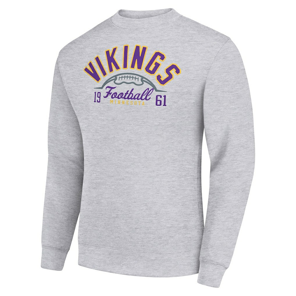 Minnesota Vikings Starter Half Ball Team Graphic Tri-Blend Fleece Pullover Sweatshirt - Heather Gray - NFL