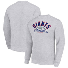 New York Giants Starter Half Ball Team Graphic Tri-Blend Fleece Pullover Sweatshirt - Heather Gray - NFL