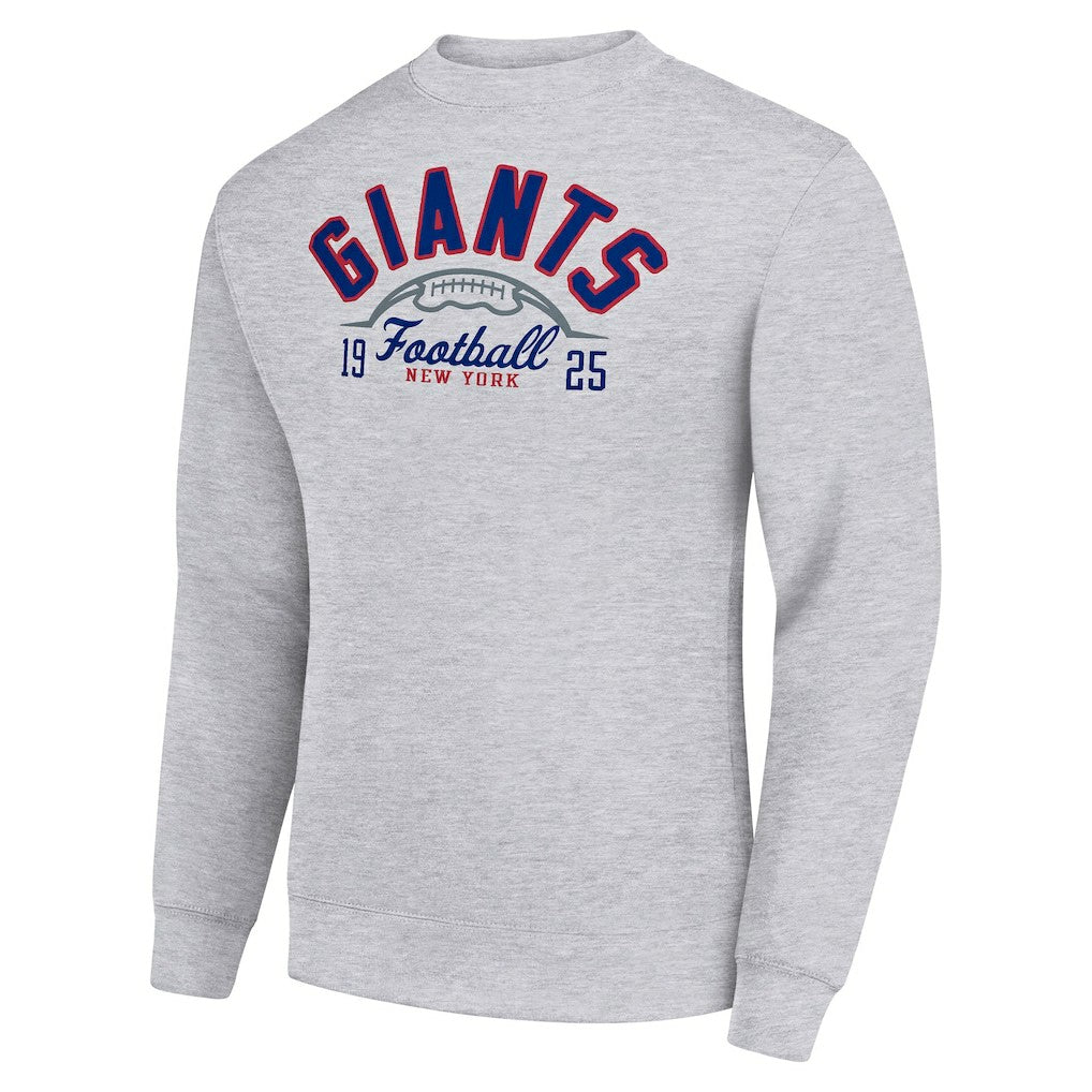 New York Giants Starter Half Ball Team Graphic Tri-Blend Fleece Pullover Sweatshirt - Heather Gray - NFL