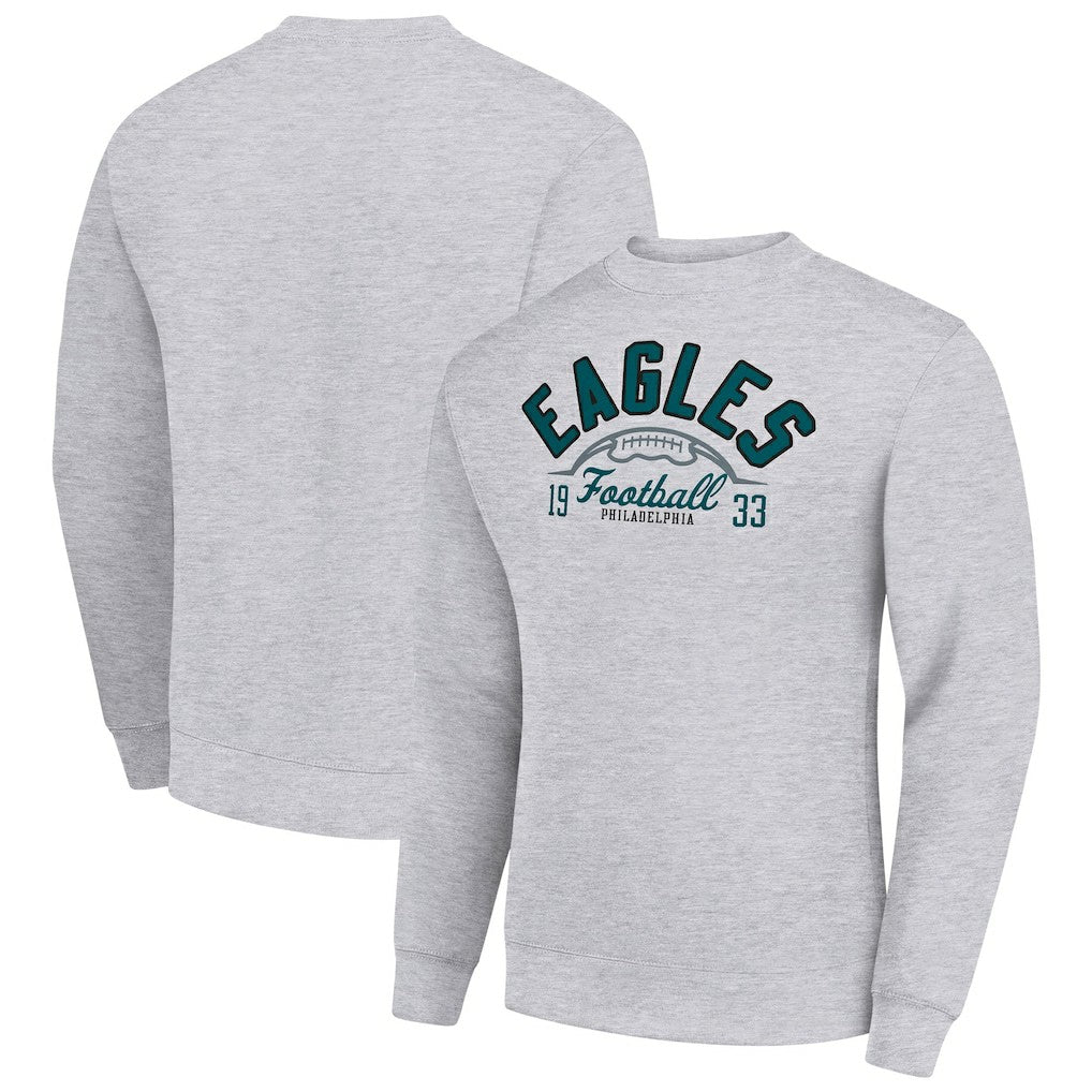 Philadelphia Eagles Starter Half Ball Team Graphic Tri-Blend Fleece Pullover Sweatshirt - Heather Gray - NFL