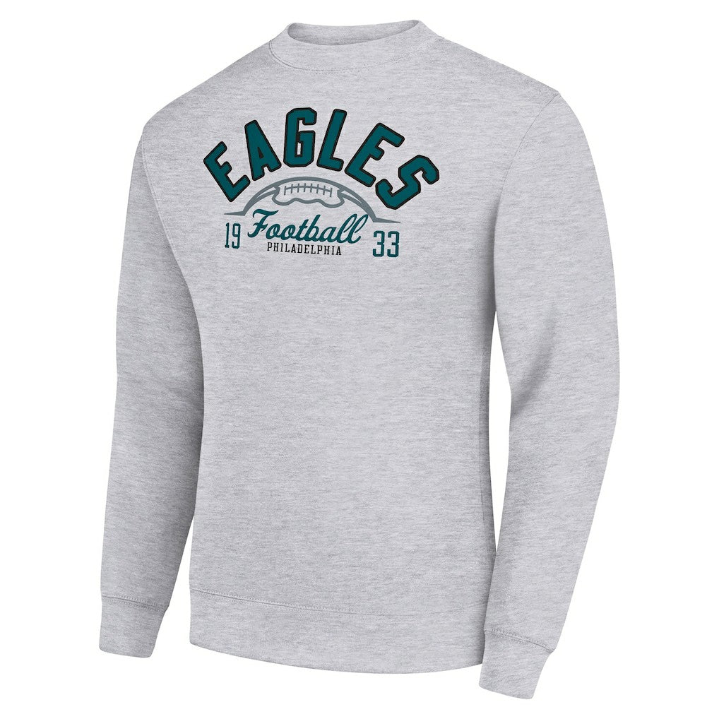 Philadelphia Eagles Starter Half Ball Team Graphic Tri-Blend Fleece Pullover Sweatshirt - Heather Gray - NFL