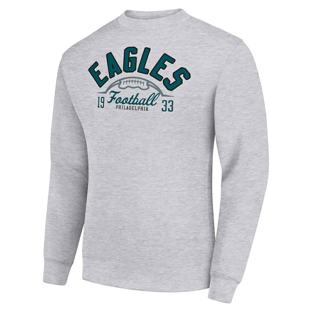 Philadelphia Eagles Starter Half Ball Team Graphic Tri-Blend Fleece Pullover Sweatshirt - Heather Gray - NFL