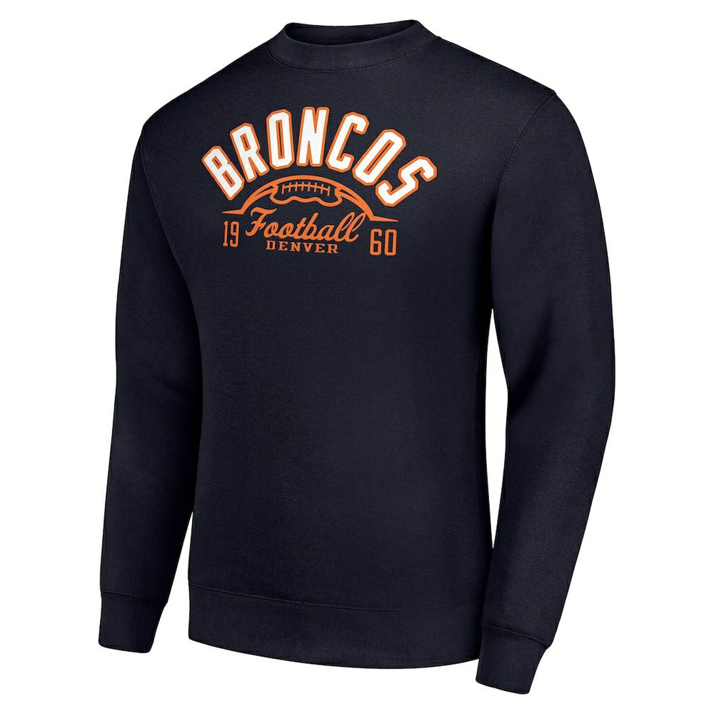 Denver Broncos Starter Half Ball Team Graphic Tri-Blend Fleece Pullover Sweatshirt - Navy - NFL