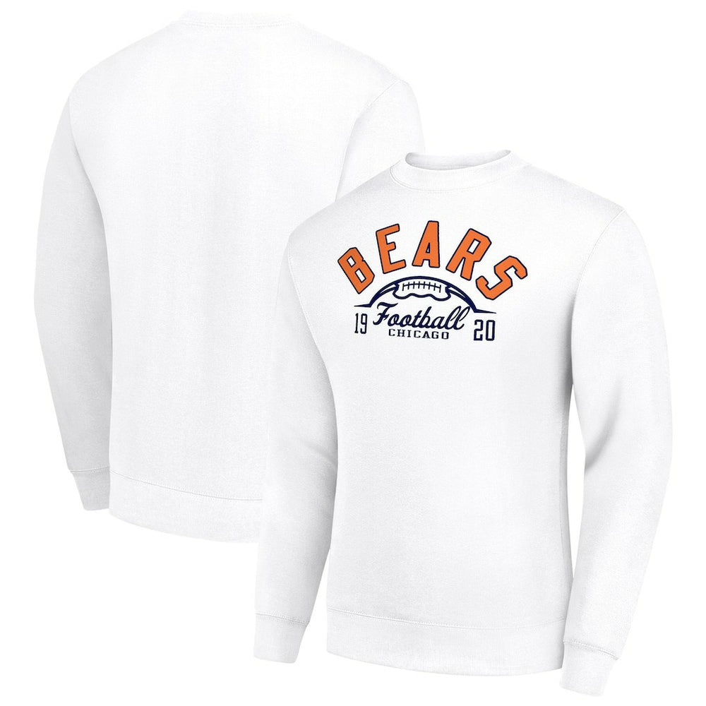 Chicago Bears Starter Half Ball Team Graphic Tri-Blend Fleece Pullover Sweatshirt - White - NFL