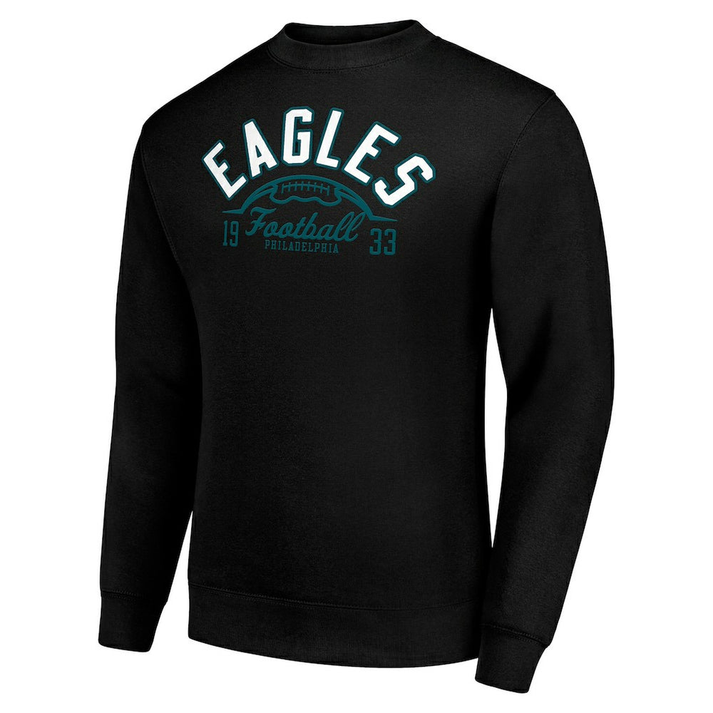 Philadelphia Eagles Starter Half Ball Team Graphic Tri-Blend Fleece Pullover Sweatshirt - Black - NFL