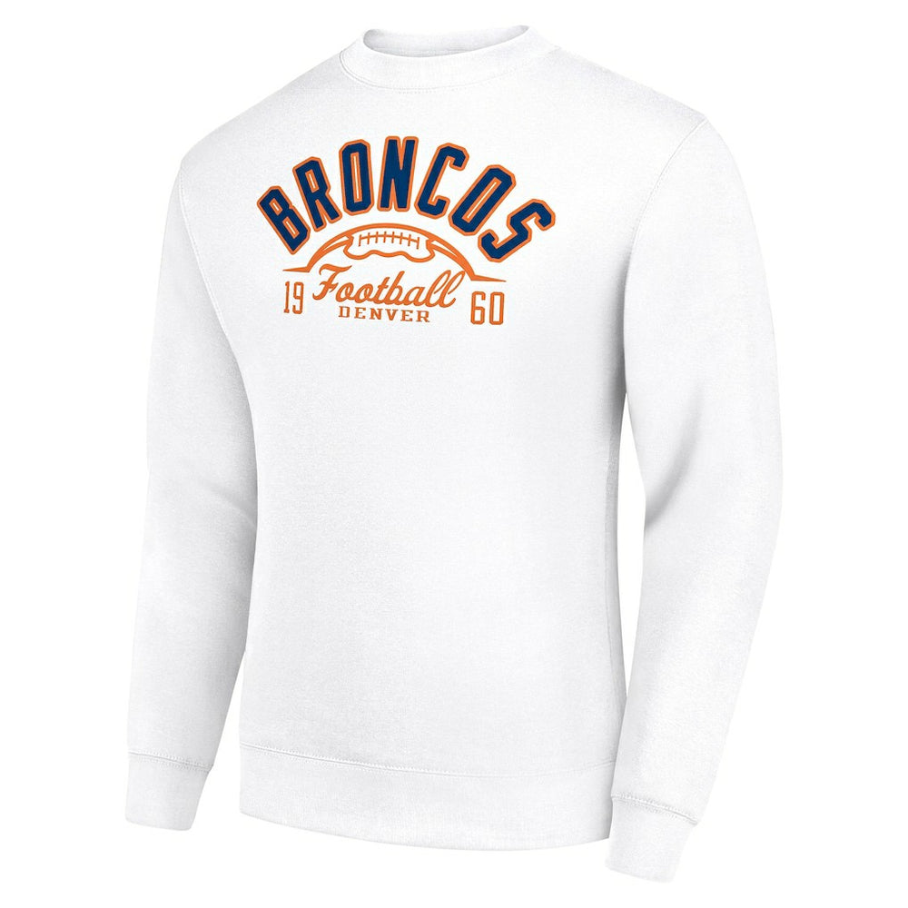 Denver Broncos Starter Half Ball Team Graphic Tri-Blend Fleece Pullover Sweatshirt - White - NFL
