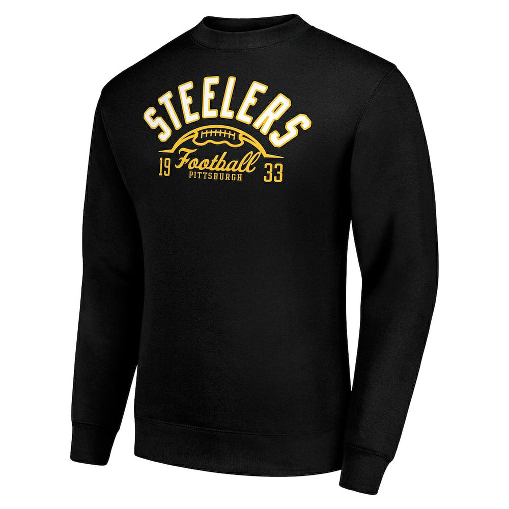 Pittsburgh Steelers Starter Half Ball Team Graphic Tri-Blend Fleece Pullover Sweatshirt - Black - NFL