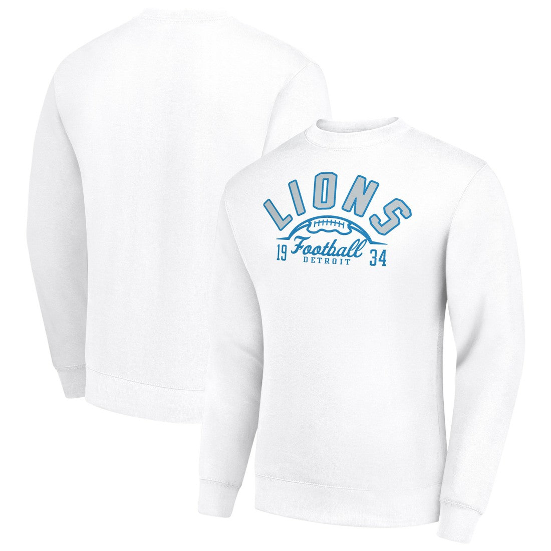 Detroit Lions Starter Half Ball Team Graphic Tri-Blend Fleece Pullover Sweatshirt - White - NFL