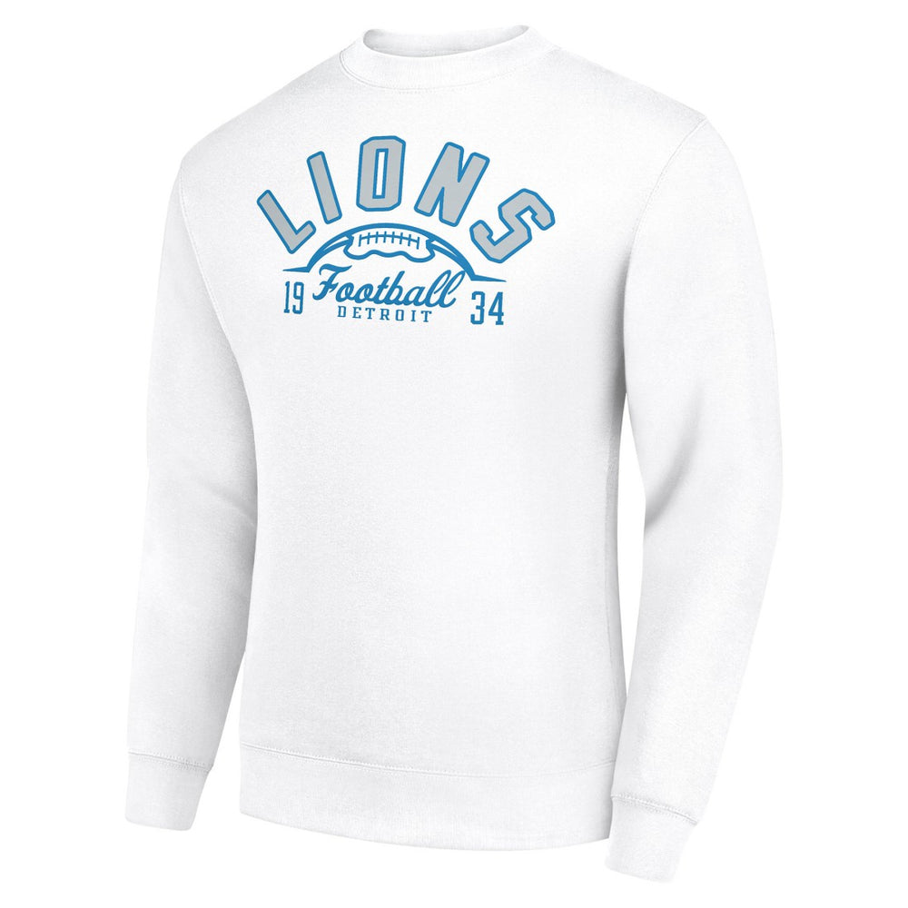 Detroit Lions Starter Half Ball Team Graphic Tri-Blend Fleece Pullover Sweatshirt - White - NFL