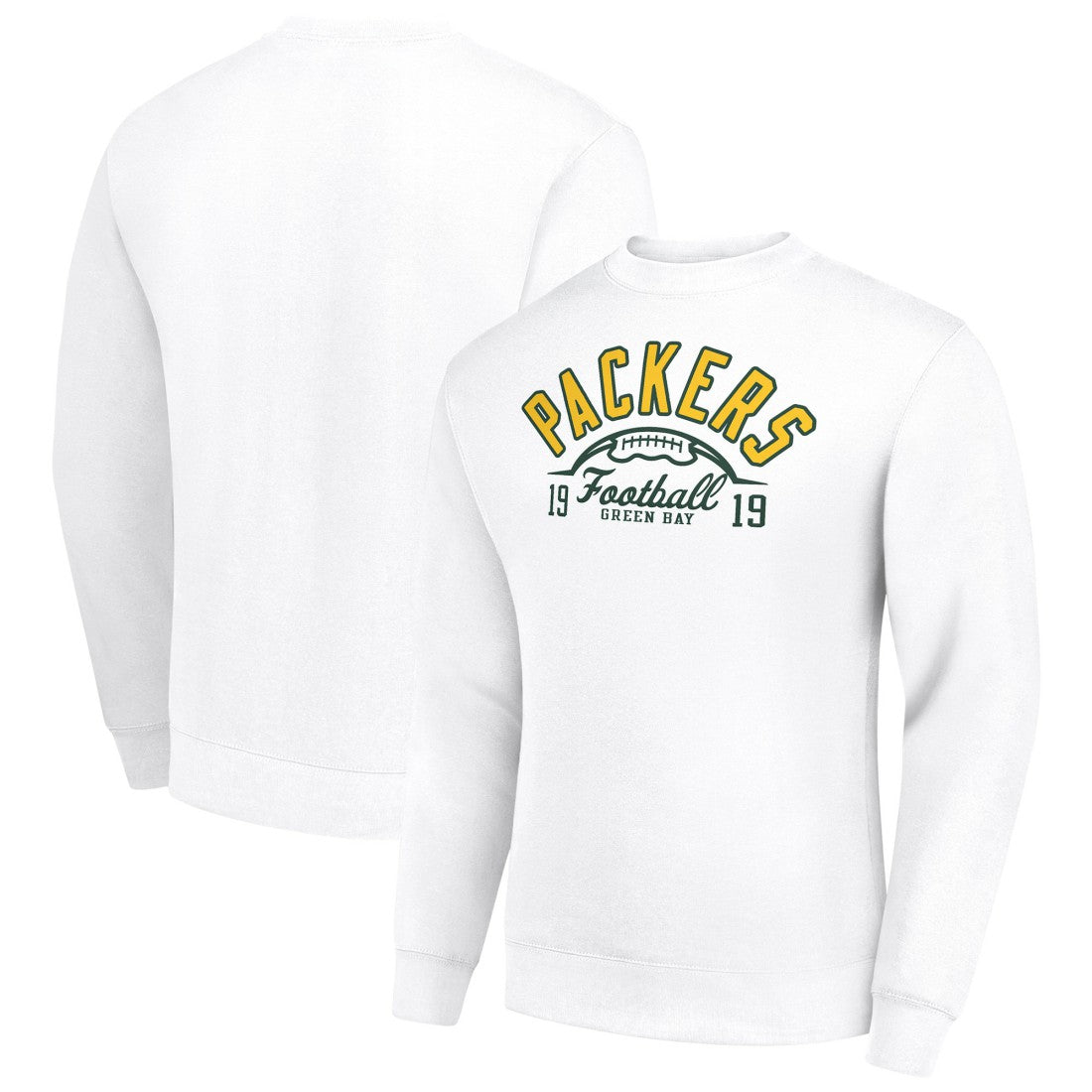 Green Bay Packers Starter Half Ball Team Graphic Tri-Blend Fleece Pullover Sweatshirt - White - NFL