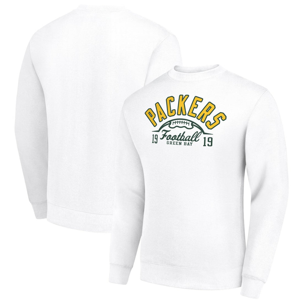 Green Bay Packers Starter Half Ball Team Graphic Tri-Blend Fleece Pullover Sweatshirt - White - NFL