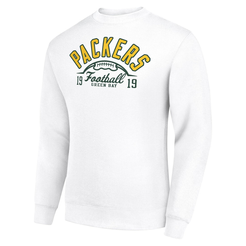 Green Bay Packers Starter Half Ball Team Graphic Tri-Blend Fleece Pullover Sweatshirt - White - NFL