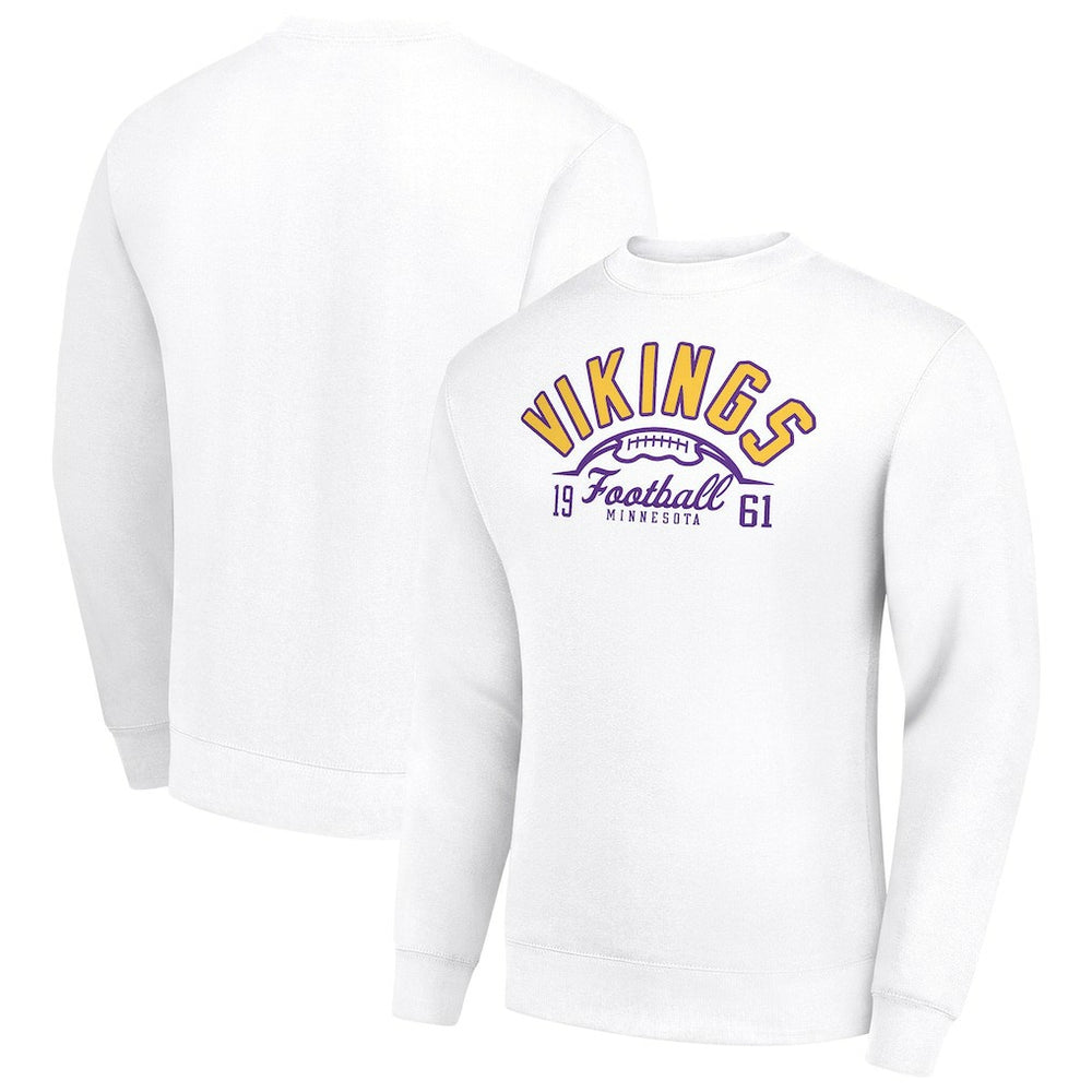 Minnesota Vikings Starter Half Ball Team Graphic Tri-Blend Fleece Pullover Sweatshirt - White - NFL