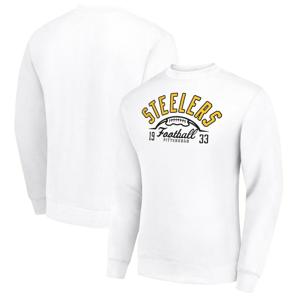 Pittsburgh Steelers Starter Half Ball Team Graphic Tri-Blend Fleece Pullover Sweatshirt - White - NFL