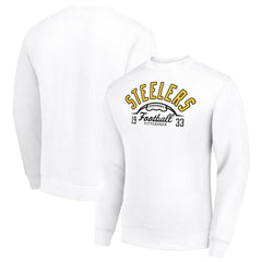 Pittsburgh Steelers Starter Half Ball Team Graphic Tri-Blend Fleece Pullover Sweatshirt - White - NFL