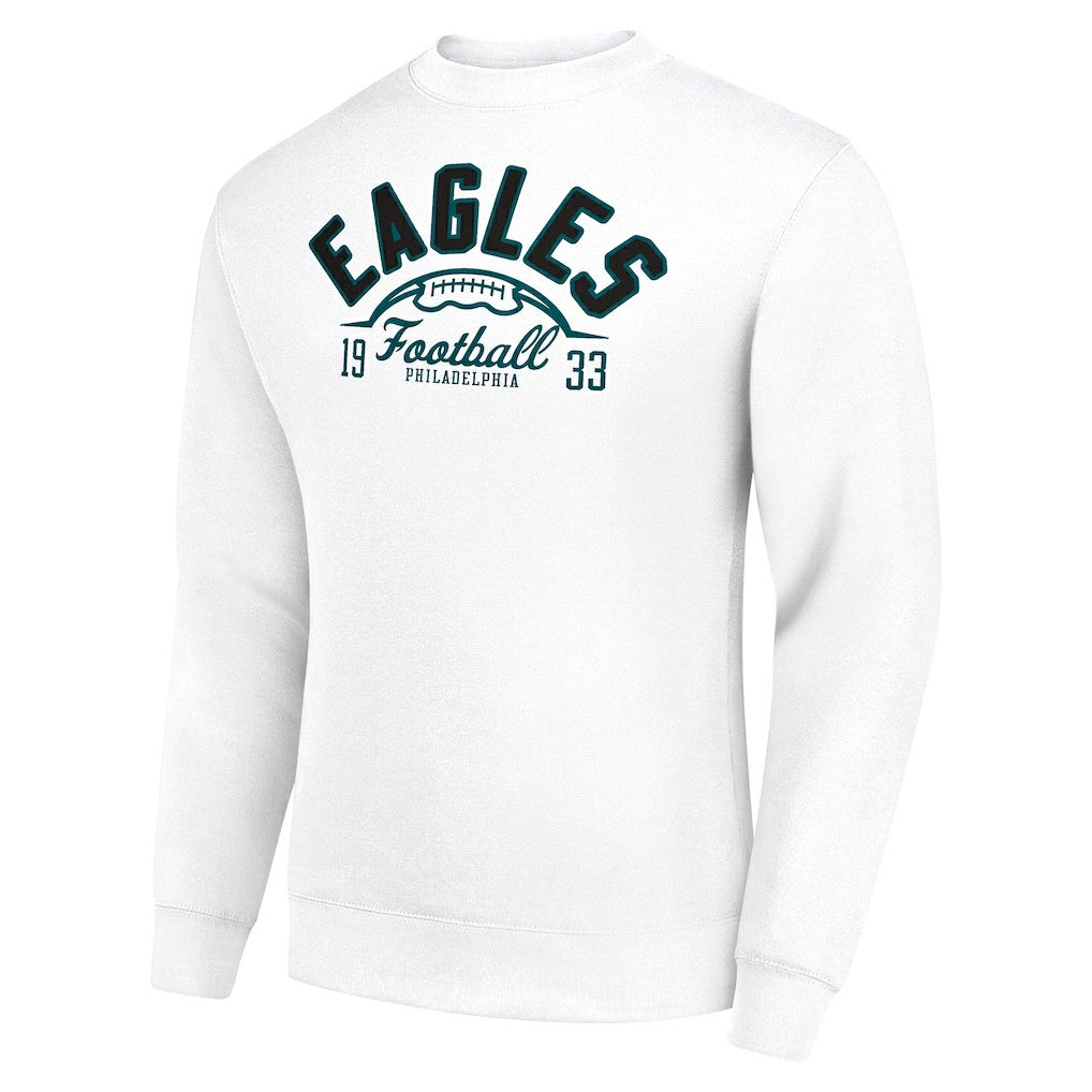 Philadelphia Eagles Starter Half Ball Team Graphic Tri-Blend Fleece Pullover Sweatshirt - White - NFL
