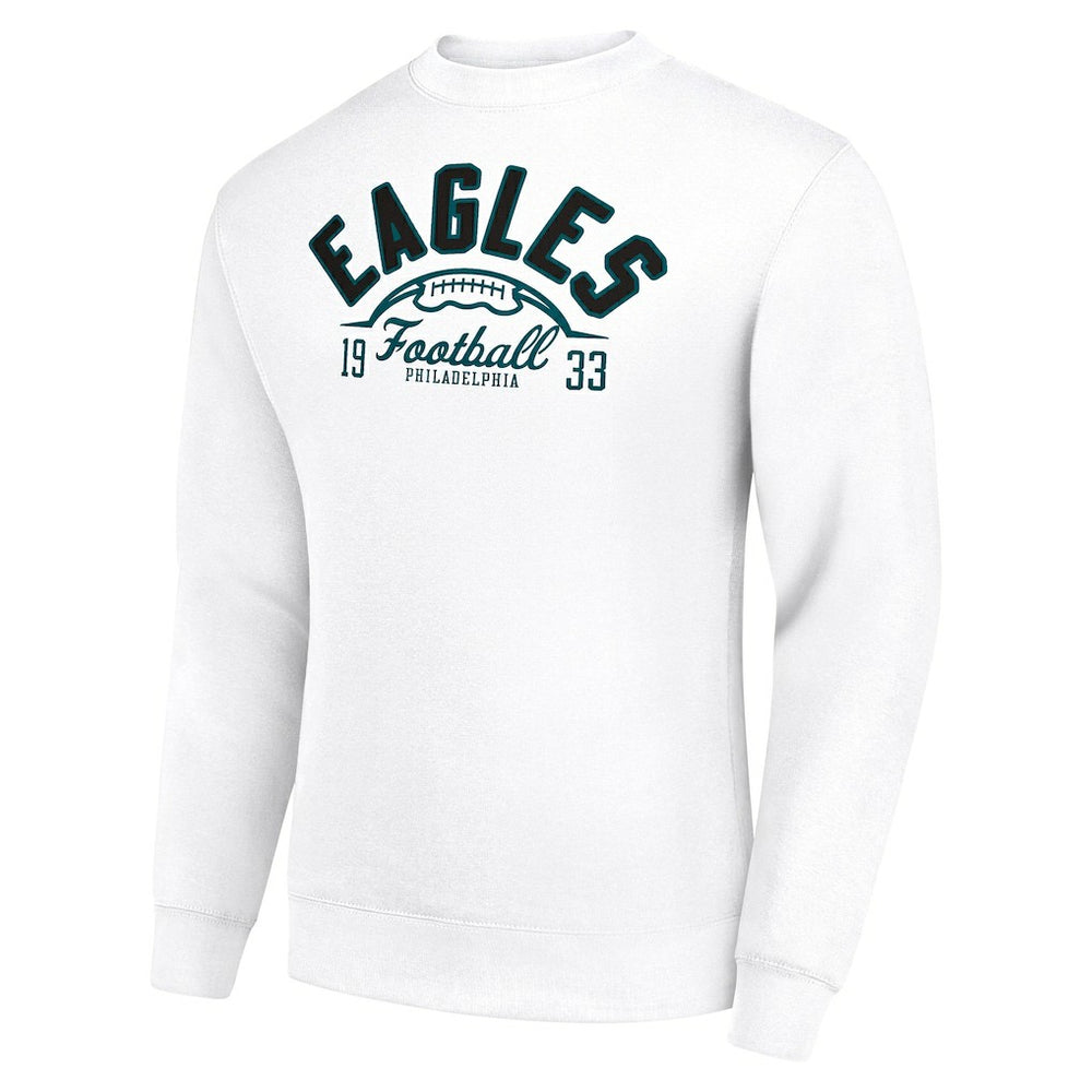 Philadelphia Eagles Starter Half Ball Team Graphic Tri-Blend Fleece Pullover Sweatshirt - White - NFL