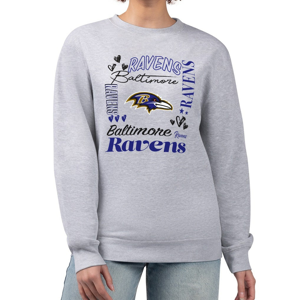 Baltimore Ravens G-III 4Her by Carl Banks Women's Collage Graphic Fleece Pullover Sweatshirt - Heather Gray - NFL