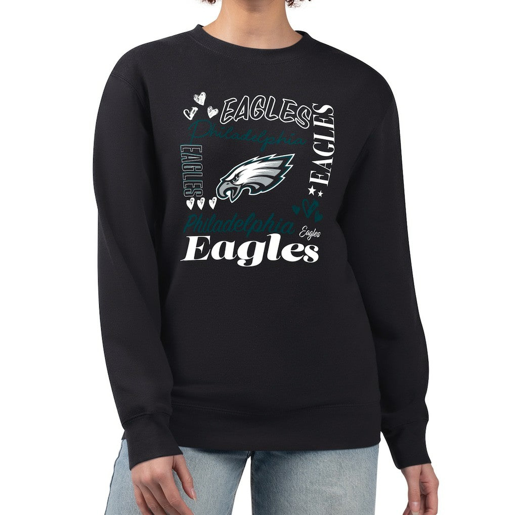 Philadelphia Eagles G-III 4Her by Carl Banks Women's Collage Graphic Fleece Pullover Sweatshirt - Black - NFL