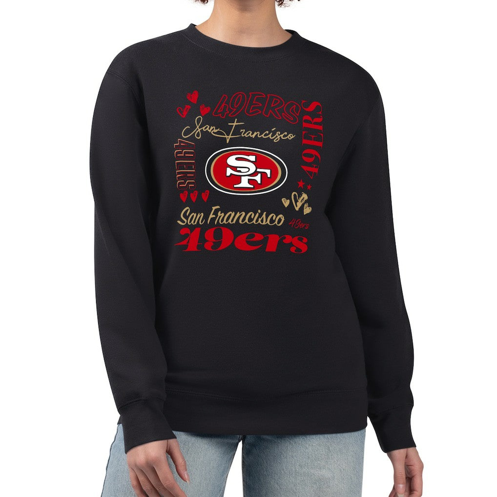 San Francisco 49ers G-III 4Her by Carl Banks Women's Collage Graphic Fleece Pullover Sweatshirt - Black - NFL